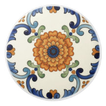 Povoado Flor Mediterrâneo Laranja Azul
