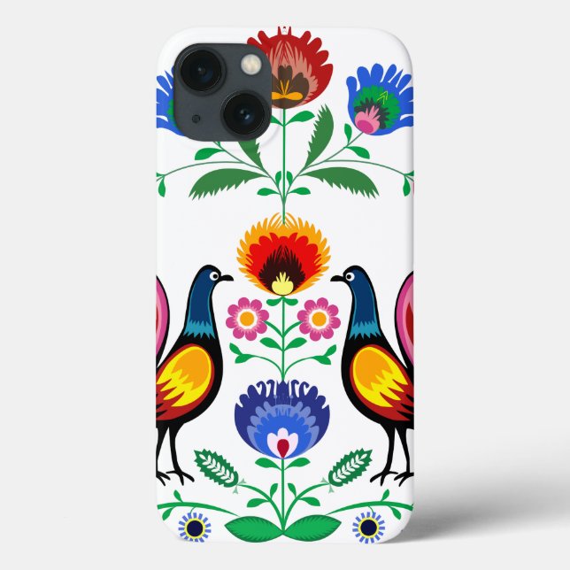 Povos poloneses com floral decorativo & os galos (Verso)