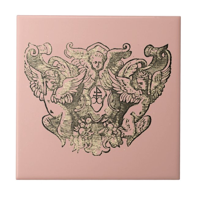 Powdery pink Angels – Coat of arms Emblem baroque (Frente)