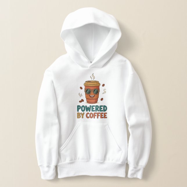 Powered by Coffee Cute Cartoon Hoodie (Postura )