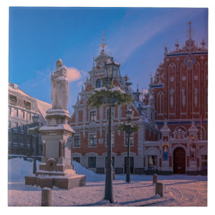 Praça da Prefeitura de Riga no Azulejo de inverno