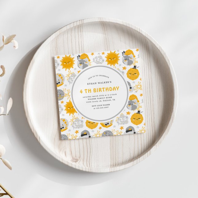 Praça de Aniversário do Twinkle Star Yellow E Cinz (Criador carregado)