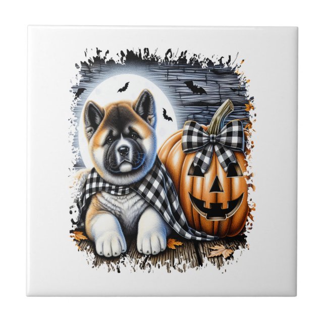 Praça de Halloween do Cão Akita (Frente)