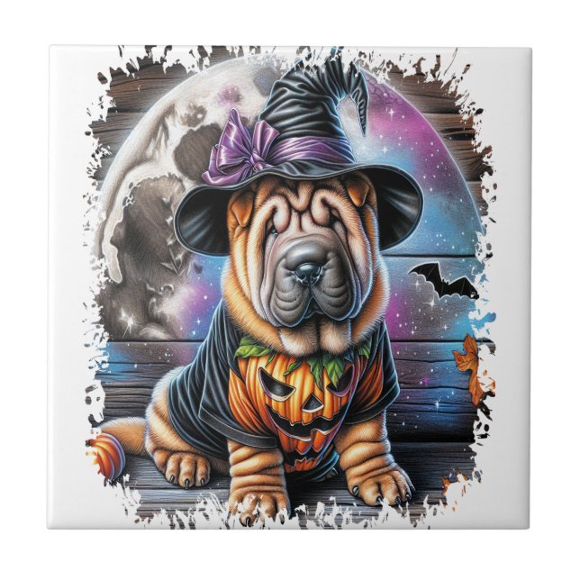 Praça de Halloween do Cão Shar Pei (Frente)