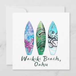 Praça dos Surfboards Waikiki Beach Oahu Watercolor