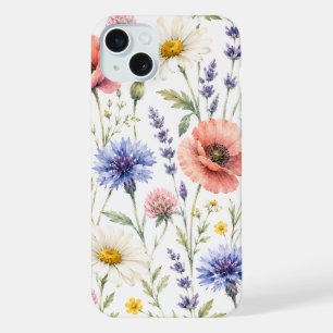 Prado Floral de Flores Silvestres em Aquarela
