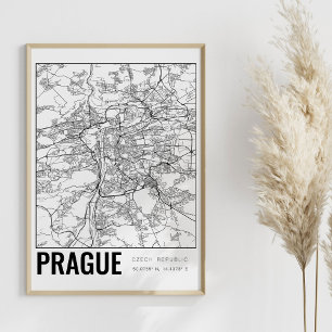 Praga Poster de Mapa Minimalista da República Chec