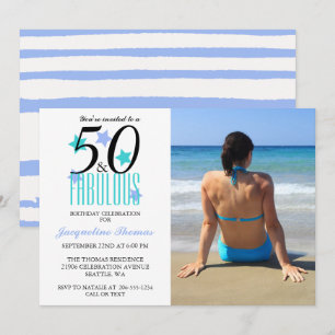Praia 50 e Convite Fabuloso de Foto de Aniversári
