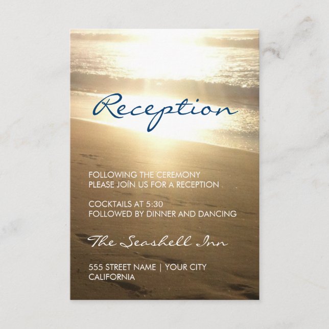 Praia ao Pôr do Sol - cartão de recepção (Frente)