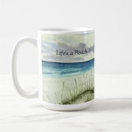 praia aquarela, a vida é uma praia, caneca de café
