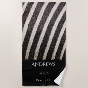 Praia Bandas de Zebra Negra e Branca Nome Toalha de Prai