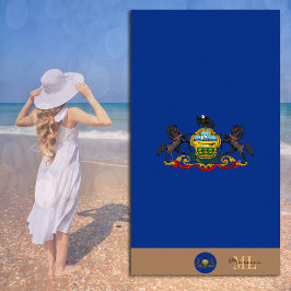 Praia Bandeira da Pensilvânia e monogramas / toalha de p