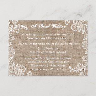 Praia Burlap & Lace - Convite para Casamento 3x5