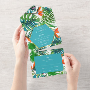 Praia Casamento Tropical Leaf RSVP