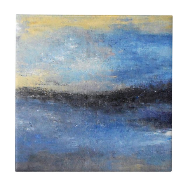 Praia cerâmica do abstrato amarelo azul da praia (Frente)