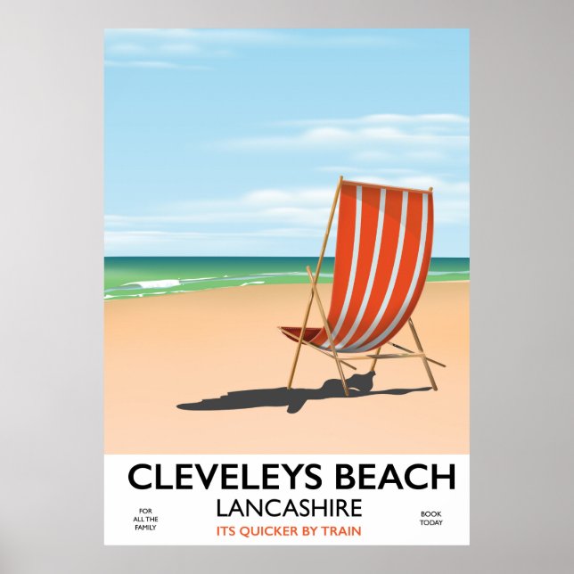 Praia Cleveleys Lancashire pôster de litoral (Frente)