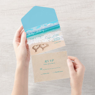 Praia com Corações no Casamento de Areia