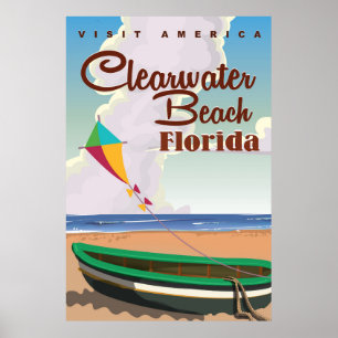 Praia de Clearwater, poster das viagens vintage de