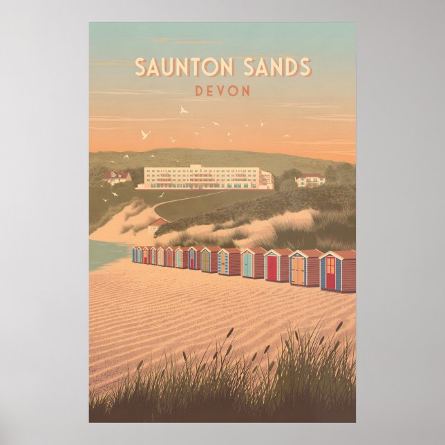Praia de Saunton Sands Devon Poster de Viagem (Frente)