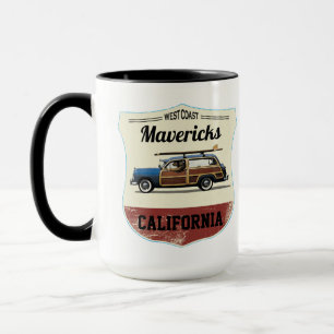Praia de Surf dos Mavericks Caneca de Madeira