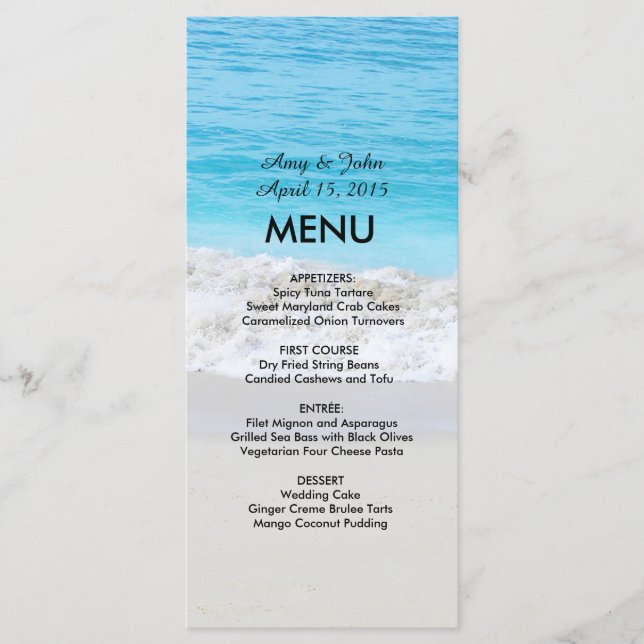 Praia do menu de casamento de praia1 (Frente)