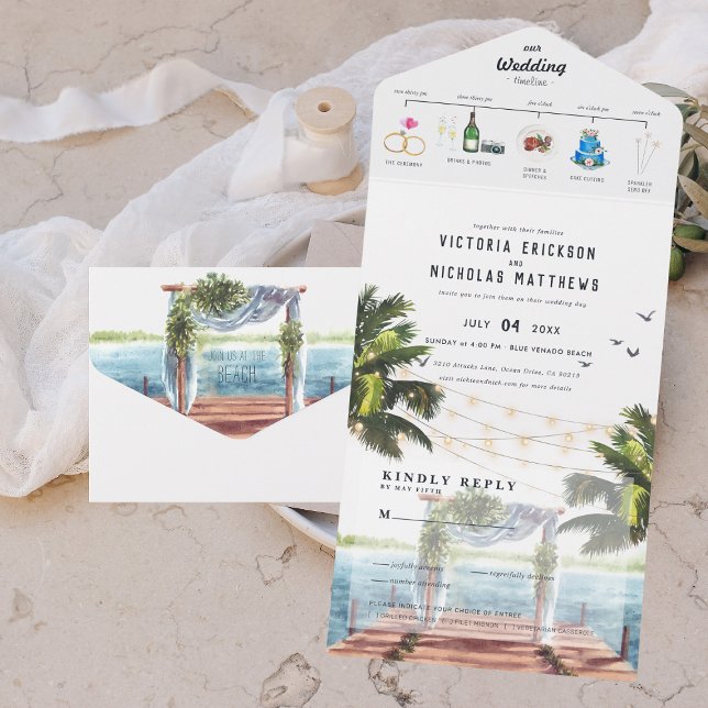 Praia do Oceano Tropical | Casamento Ilustrado (Criador carregado)