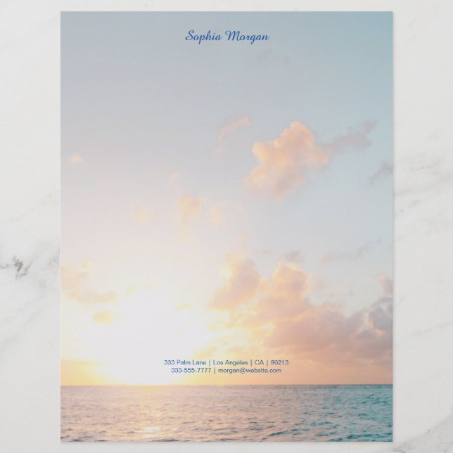 Praia do Pôr do Sol, Nome/Informações de Contato e (Frente)