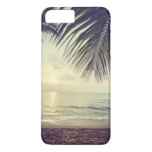Praia e capa de telefone tropicais das folhas de