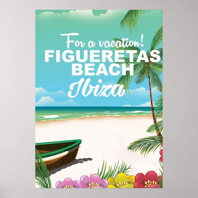 Praia Figueretas Ibiza poster de praia (Frente)