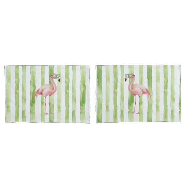 Praia Flamingo Rosa Verde - Strips Brancas (Frente - conjunto)