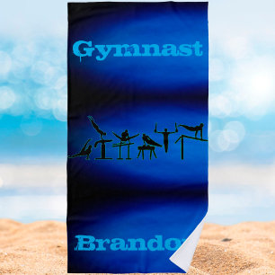 Praia Ginástica de Meninos Nome Personalizado Toalha Az