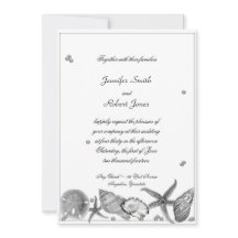 Praia Glamorosa no Convite para Casamento de Prata