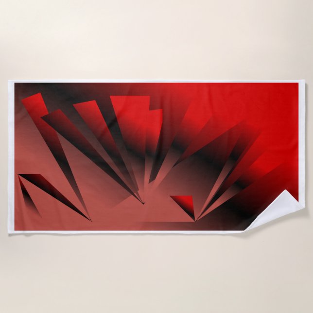 Praia Moderna Vermelha e Negra ou Toalha Banheira (Frente)