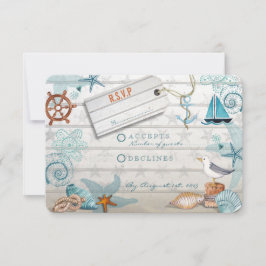 Praia Náutica Rustic Blue Wooden | Casamento RSVP