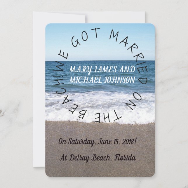 Praia No Anúncio De Casamento Do Oceano (Frente)