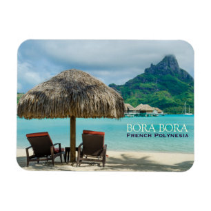 Praia no ímã retangular do texto de Bora Bora