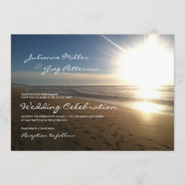 Praia no pôr do sol - convite para casamento