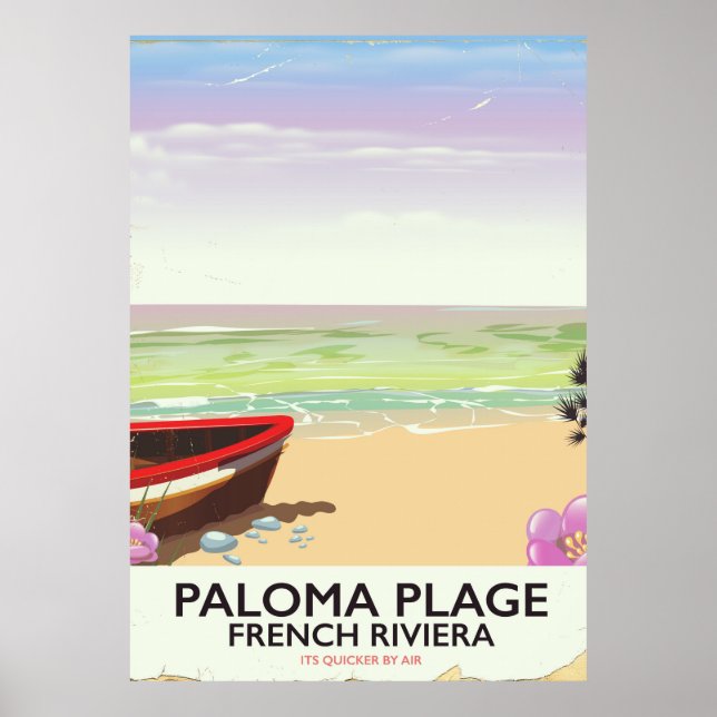 Praia Paloma, pôster de viagem da Riviera Francesa (Frente)