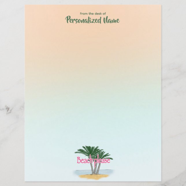 Praia Por Favor, Folha De Papel Sem Linhas (Frente)