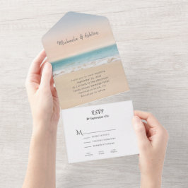 Praia Simples Tudo em Um RSVP de Convite para Casa