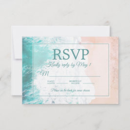 Praia Teal Oceano Areia Casamento RSVP #1