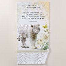 Toalha de Devocional Tigre Branco e Lírios