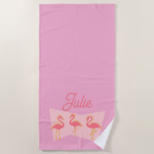 Toalha Personalizada de Flamingo Rosa Mid-Century