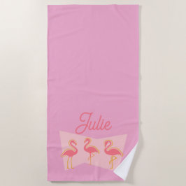 Praia Toalha Personalizada de Flamingo Rosa Mid-Century 