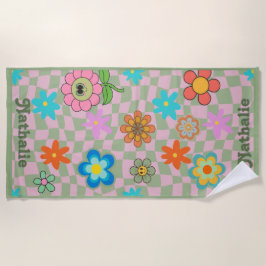 Praia Toalha Retro Beach Personalizada | Presente de Nom