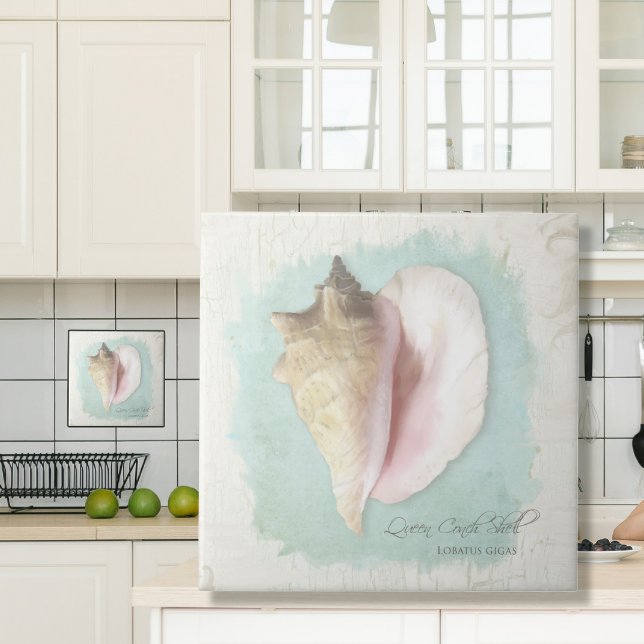Praia Tropical Conch Shell Russo Wood Watercolor (Criador carregado)