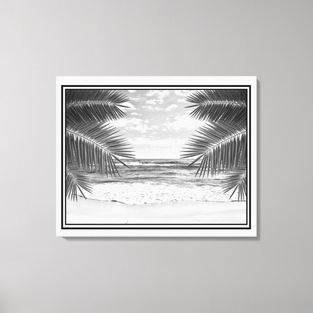 Praia Tropical de Arte canvas em B&W (Frente)