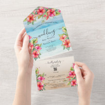 Praia Tropical de Hibiscus Tudo em Um Convite de c