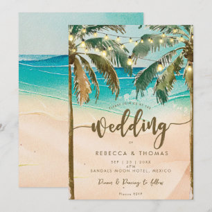 praia tropical lança convite para casamento modern