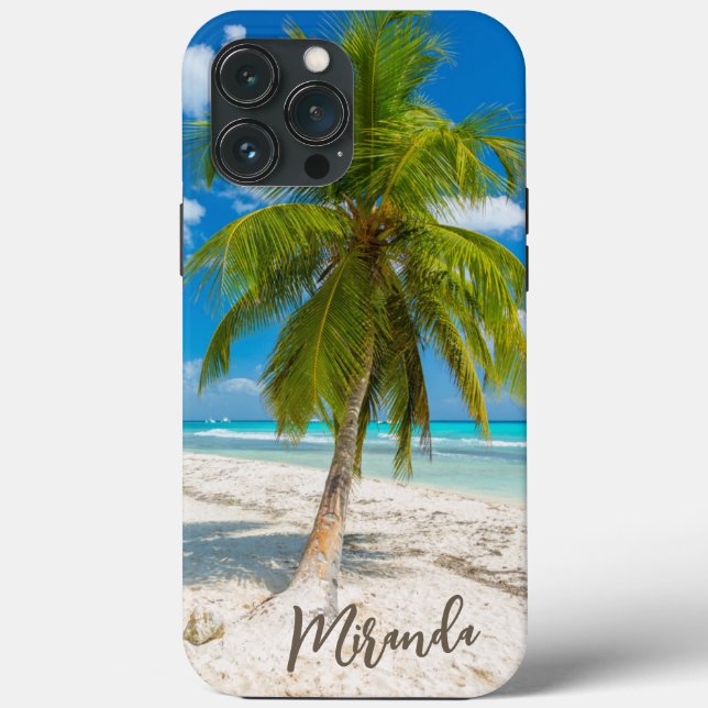 Praia Tropical Personalizada com Palmeira (Verso)